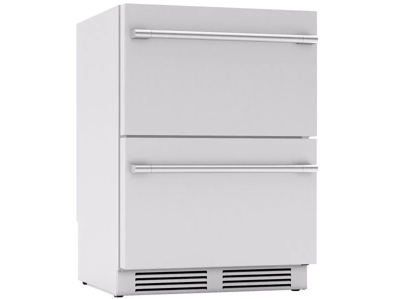 Zephyr 24 inch built-in outdoor dual zone refrigerator drawers stainless steel