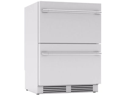 Zephyr 24 inch built-in outdoor dual zone refrigerator drawers stainless steel
