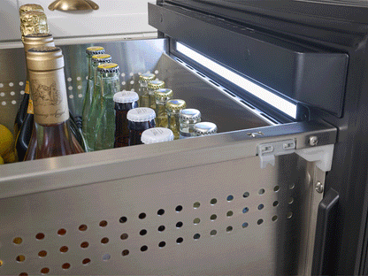 Zephyr outdoor dual zone refrigerator drawers interior