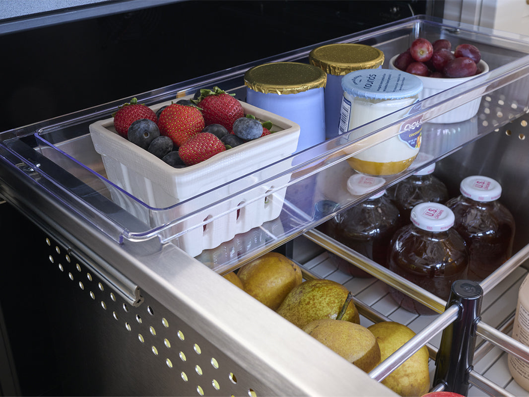 Zephyr outdoor dual zone refrigerator drawers interior