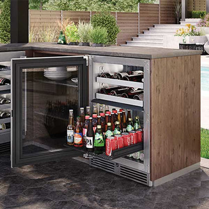 Perlick outdoor refrigerator installed in luxury outdoor kitchen