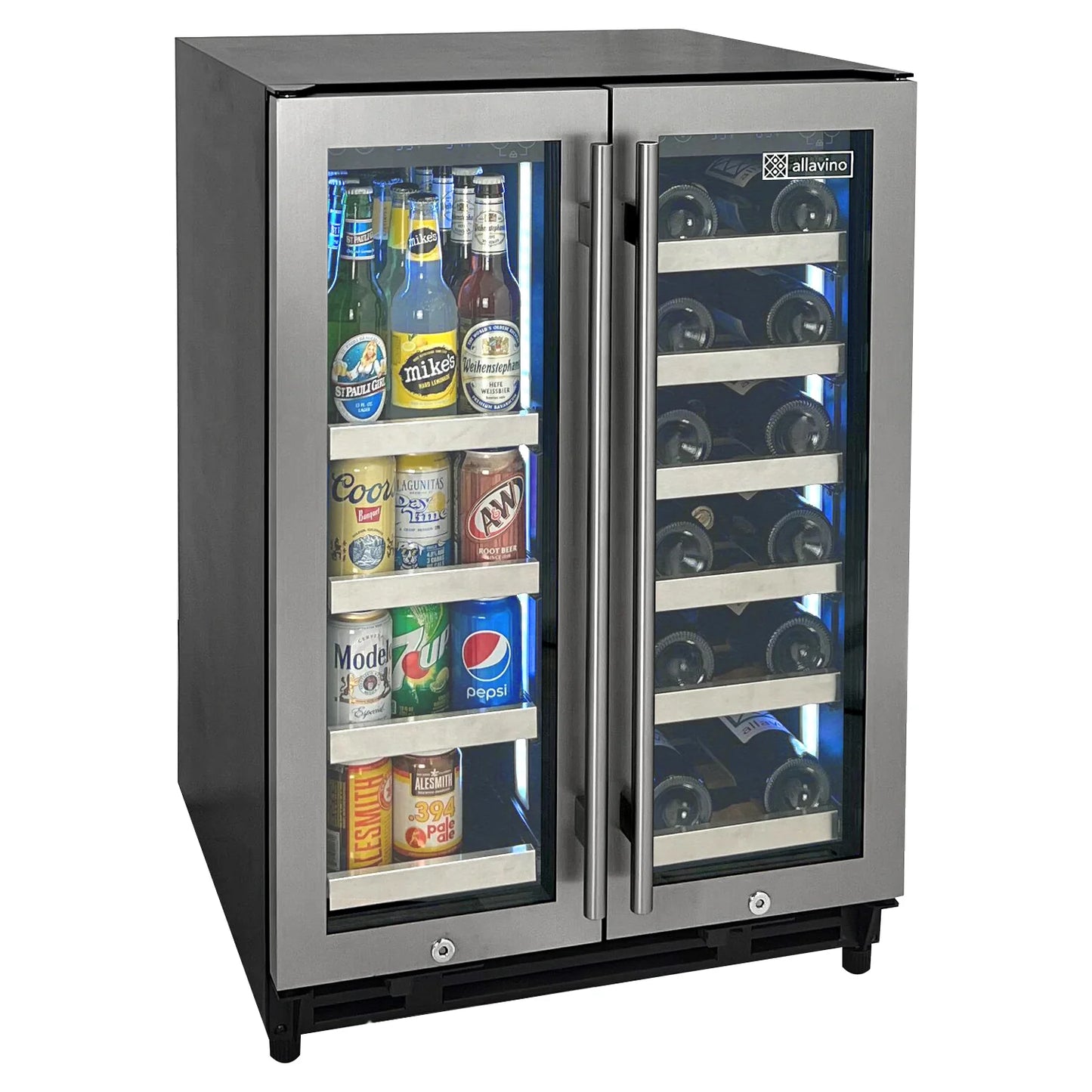 Allavino 24 inch built-in stainless steel beverage center